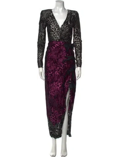 Pre-owned Alessandra Rich Animal Print Long Dress In Black