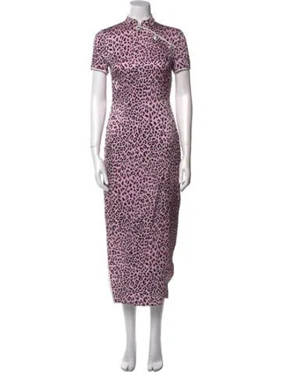 Pre-owned Alessandra Rich Animal Print Long Dress In Pink