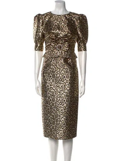 Pre-owned Alessandra Rich Animal Print Midi Length Dress