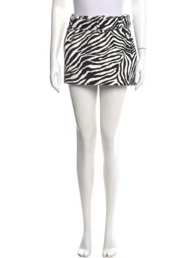 Pre-owned Alessandra Rich Animal Print Mini Skirt In White