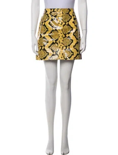 Pre-owned Alessandra Rich Animal Print Mini Skirt In Yellow