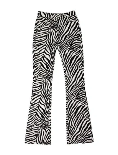 Pre-owned Alessandra Rich Animal Print Wide Leg Pants In Black