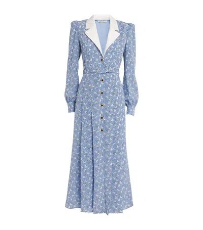 Alessandra Rich Printed Midi Dress In Blue | ModeSens