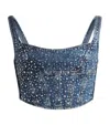 Alessandra Rich Bustier Mit Strass In Blue