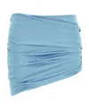 Alessandra Rich Asymmetric Satin Mini Skirt In Blue