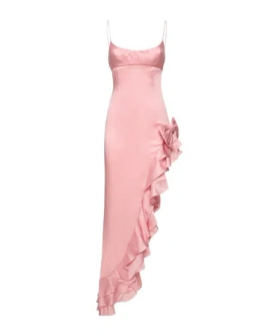 Alessandra Rich Asymmetrical Ruffled Dress In Pink