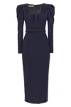 Alessandra Rich Belt Crepe Dress In Blue