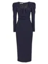 Alessandra Rich Crepe Dress With Belt And Shoulder Pads