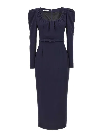 ALESSANDRA RICH BELT CREPE DRESS