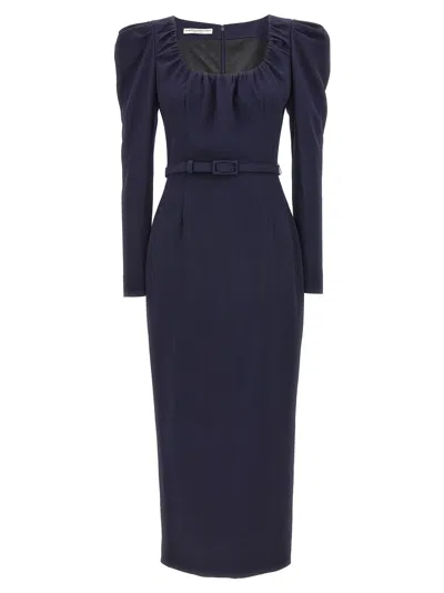 ALESSANDRA RICH BELT CREPE DRESS