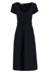 Alessandra Rich Light Wool Midi Dress With Belted Waist