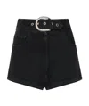 Alessandra Rich Belted High-waisted Denim Shorts In Black