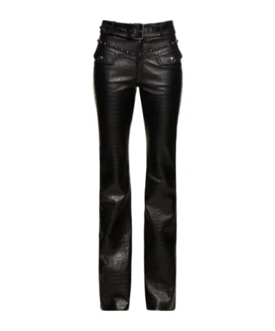 Alessandra Rich Belted Leather Casual Pants In Multi