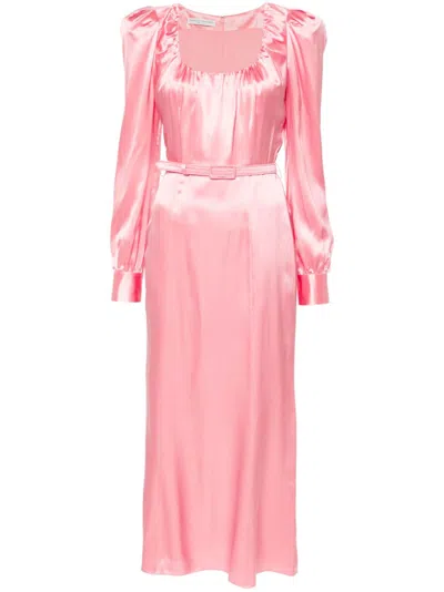 Alessandra Rich Scoop-neck Belted Midi Dress In Rosa