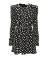 Alessandra Rich Black Clover-print Silk Mini Dress In Black
