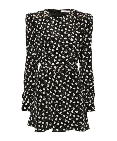 ALESSANDRA RICH BELTED SILK MINIDRESS