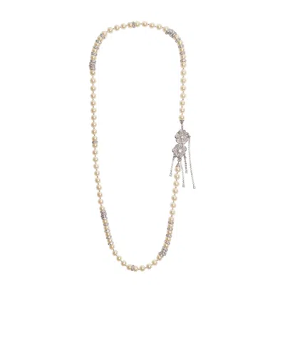 Alessandra Rich Bijoux Crystal-pearl Necklace In Metallic