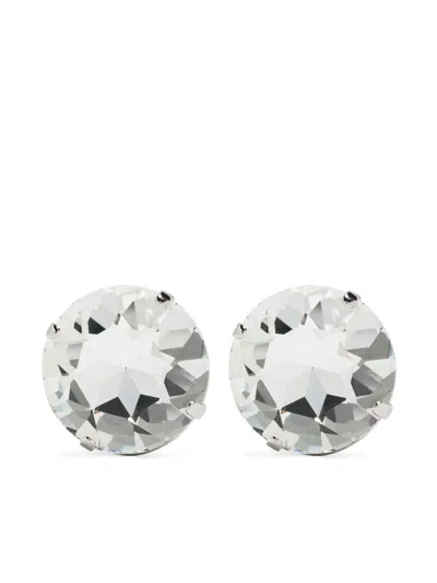 Alessandra Rich Crystal Clip-on Earrings In Italian Style In Silver