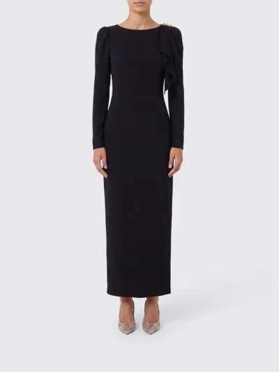 Alessandra Rich Cady Evening Dress With Volant And Side Split In Multi