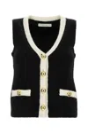 Alessandra Rich Vest Alpaca Blend Contrast Trim In Black