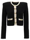 Alessandra Rich Alpaca Knitted Cropped Cardigan In Black