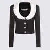 ALESSANDRA RICH ALESSANDRA RICH BLACK AND WHITE SILK-WOOL BLEND CASUAL JACKET