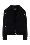 Alessandra Rich Black Boucle Oversize Bomber Jacket In Black