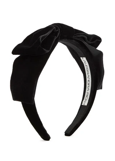 Alessandra Rich Black Bow-embellished Velvet Headband