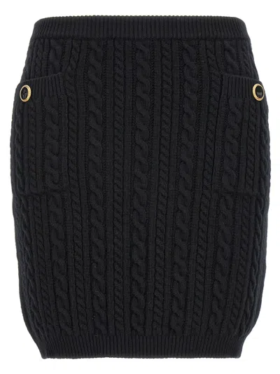 ALESSANDRA RICH BLACK BUTTON SKIRT