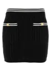 Alessandra Rich Womens Black Cable-knit Slim-fit Cotton Mini Skirt In Black