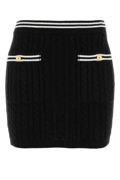 ALESSANDRA RICH BLACK CABLE-KNIT MINI SKIRT