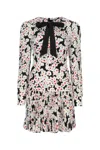 Alessandra Rich Floral Bow-detail Silk Minidress In Black