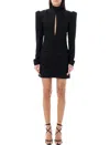 Alessandra Rich Black Draped Silk Minidress In Black