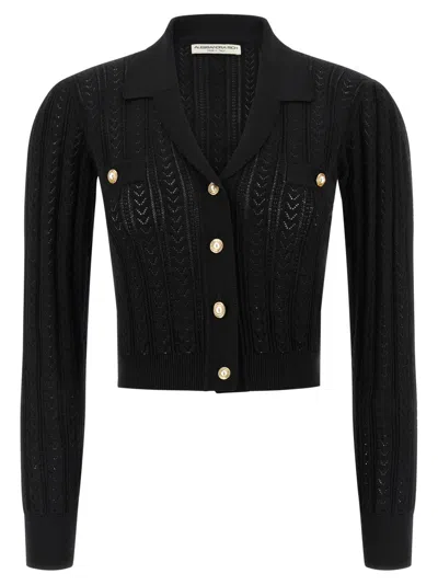 ALESSANDRA RICH BLACK KNIT CARDIGAN