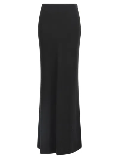 ALESSANDRA RICH BLACK LONG SILK SKIRT