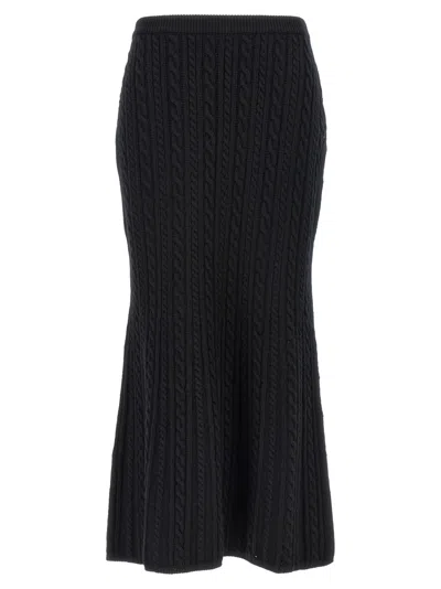ALESSANDRA RICH BLACK LONG WOOL SKIRT