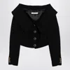 Alessandra Rich Single-breasted Off-shoulder Blazer In Black
