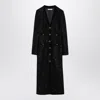 ALESSANDRA RICH BLACK SEQUIN TWEED MIDI DRESS WITH BUTTONS