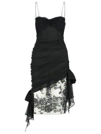 ALESSANDRA RICH BLACK SILK MINI DRESS