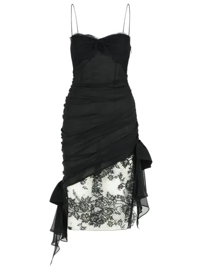 ALESSANDRA RICH BLACK SILK MINI DRESS