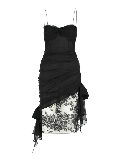 ALESSANDRA RICH BLACK SILK MINI DRESS