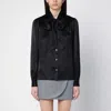 Alessandra Rich Bow Collar Silk Shirt In Black