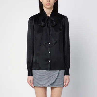 ALESSANDRA RICH ALESSANDRA RICH BLACK SILK SHIRT WITH BOW