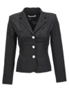 Alessandra Rich Tailored Fit Lace-up Blazer Jacket In Black