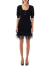 Alessandra Rich Short Dress Feather Trim