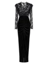 Alessandra Rich Women Velvet And Lace Dress In Black