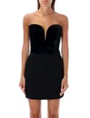 Alessandra Rich Velvet Strapless Bow Detail Mini Top In Black