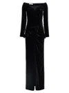Alessandra Rich Velvet Off The Shoulder Dress In Black