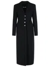 Alessandra Rich Wool Blend Coat Button Detailing In Black