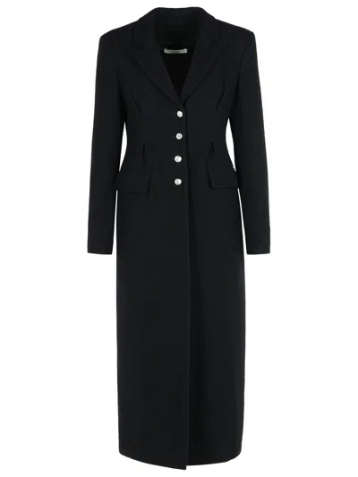 ALESSANDRA RICH BLACK VIRGIN WOOL BLEND COAT